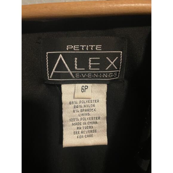 Alex Evenings Dress Womens 6 Petite Black Velvet Burnout Knee Length Whimsigoth - Picture 3 of 8